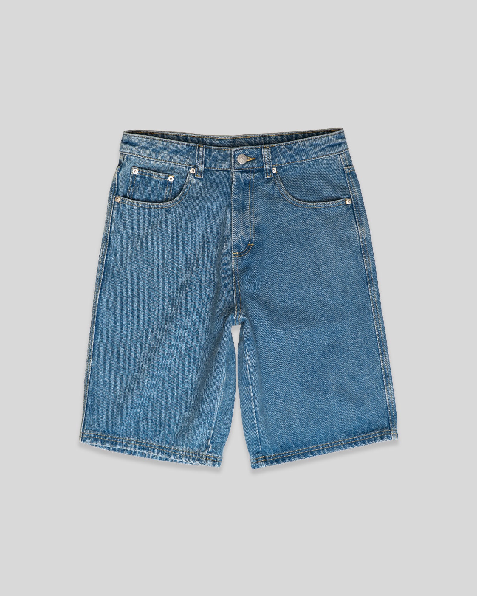 Baggy Denim Short - Big Tag Script