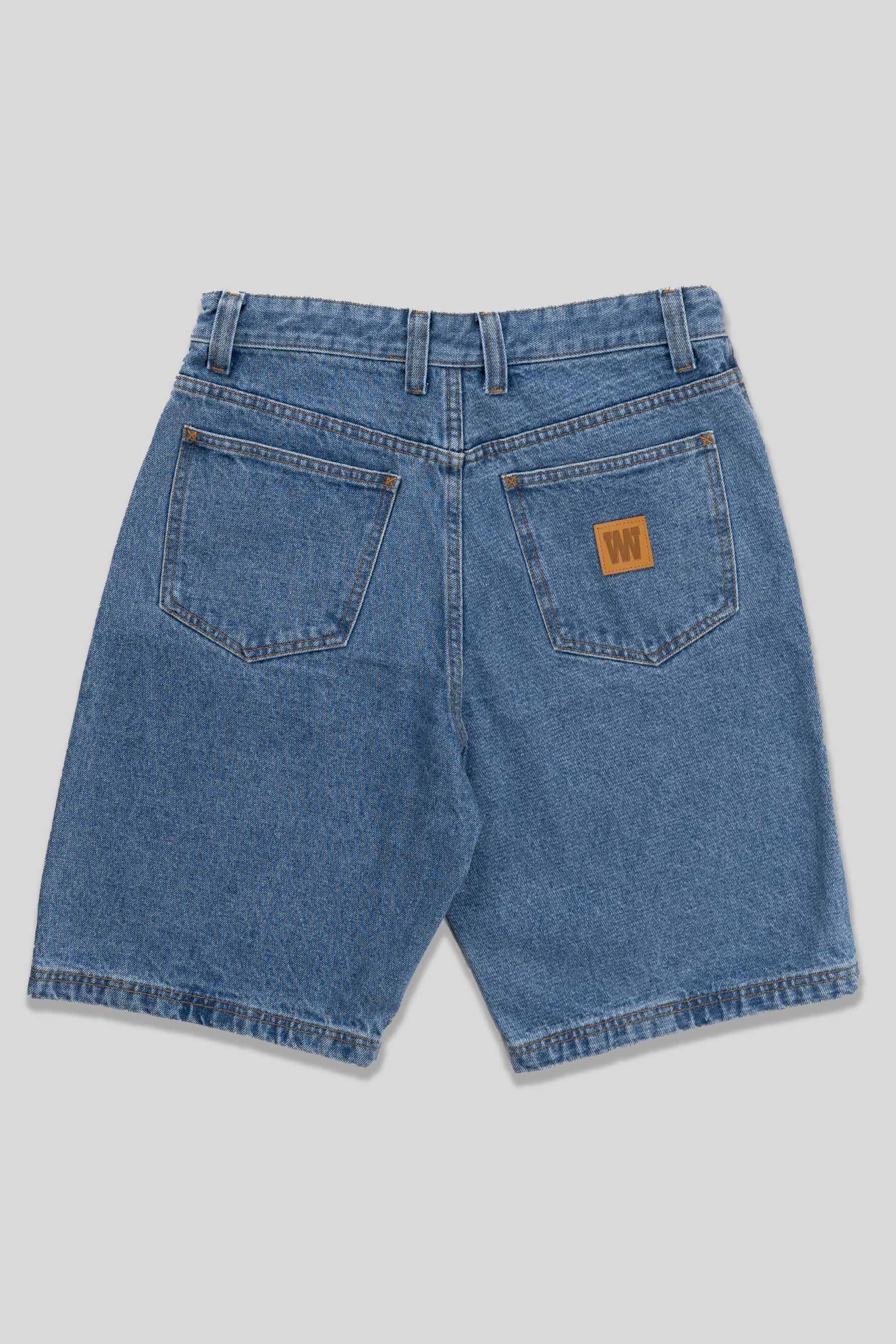 Baggy Denim Short - Leather Patch