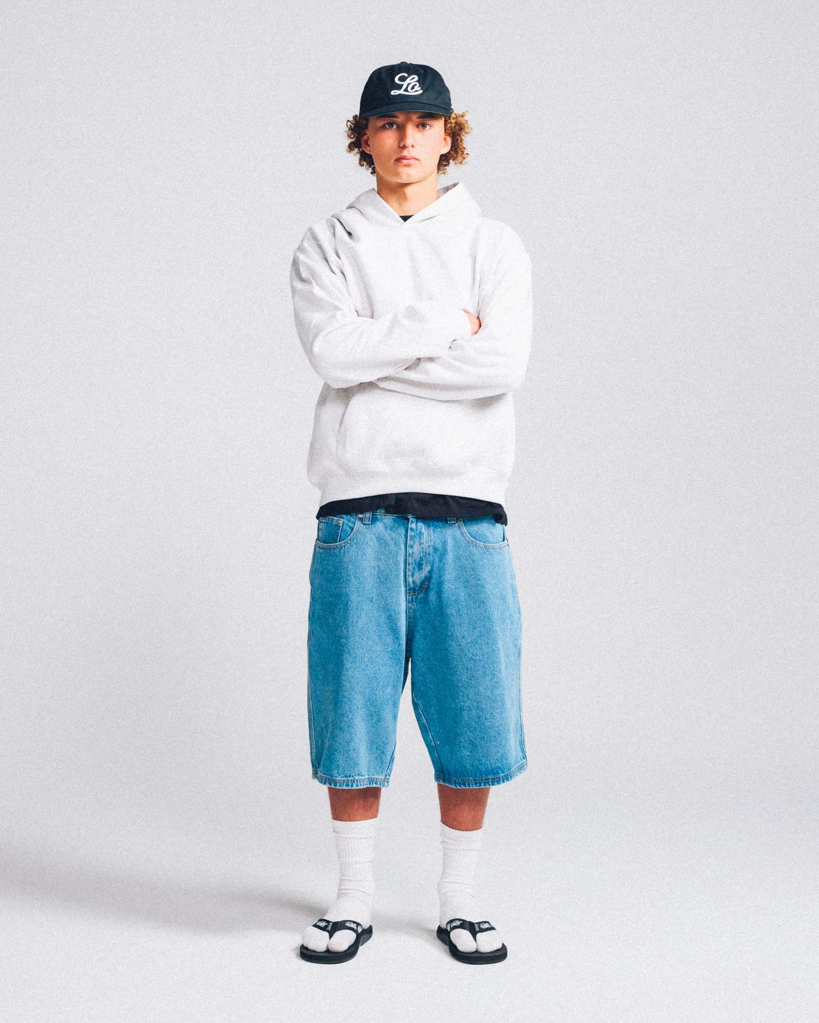 Baggy Denim Short - Big Tag Script