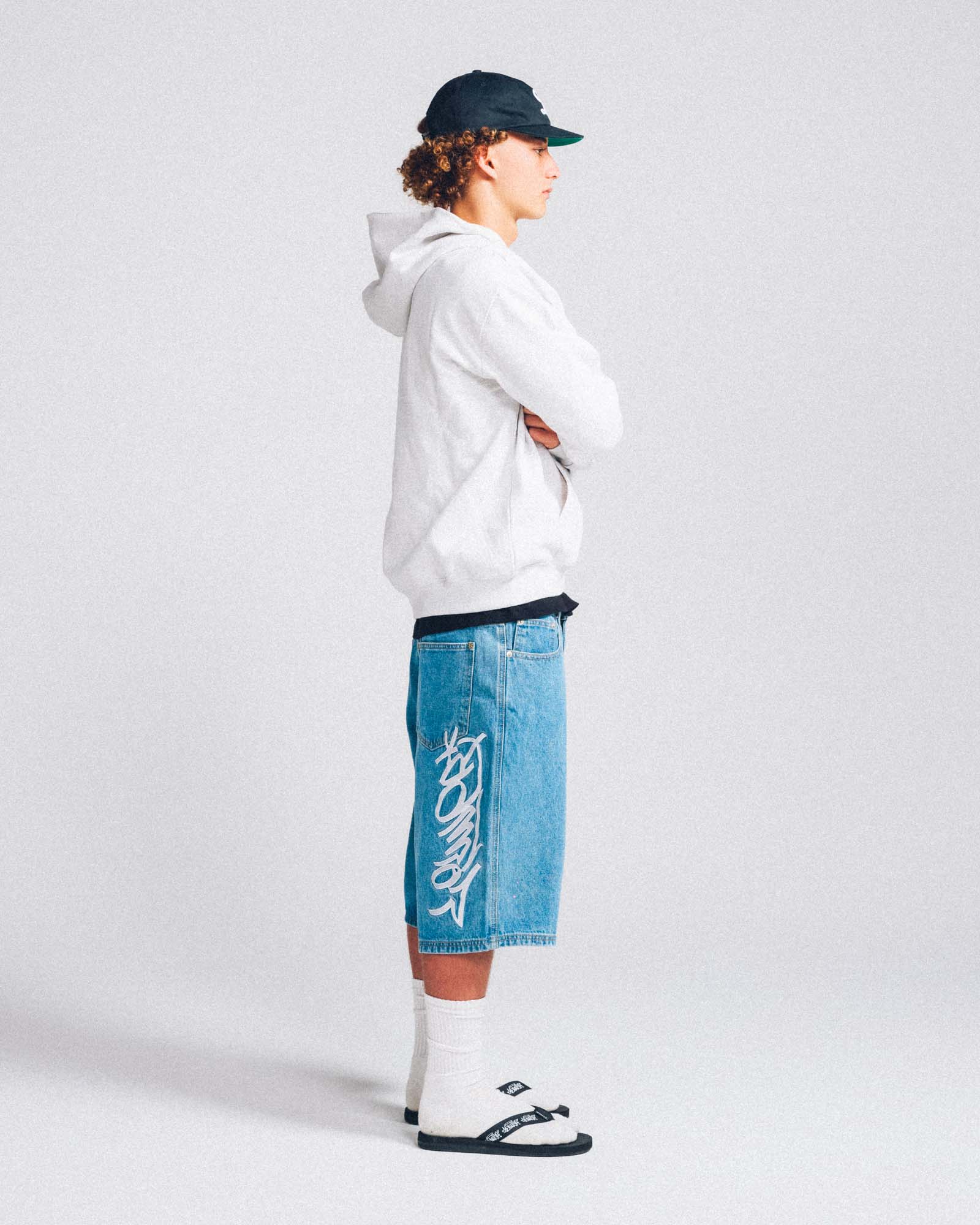 Baggy Denim Short - Big Tag Script